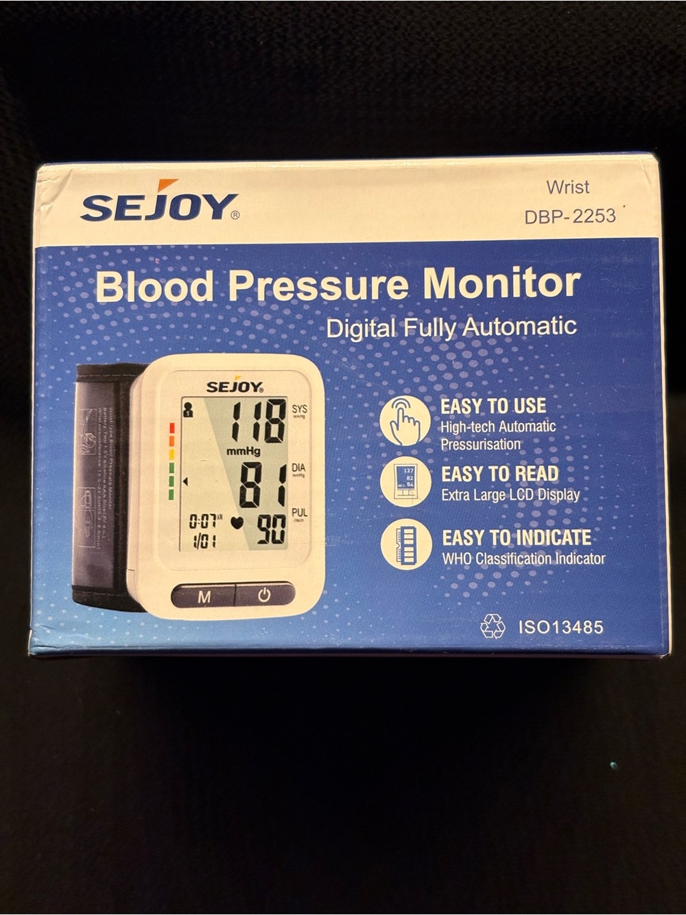 SEJOY DBP-2253 Wrist Blood Pressure Monitor 120 Memory New in Box